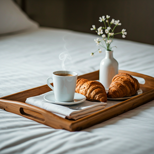 Plateau de petit-déjeuner servi en chambre