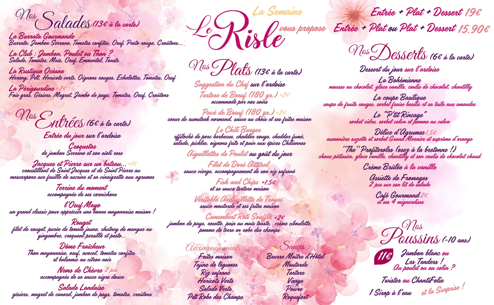 Carte Menu Semaine — Le Risle