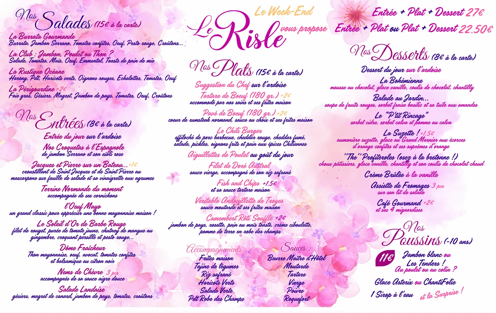 Carte Menu Week-end — Le Risle